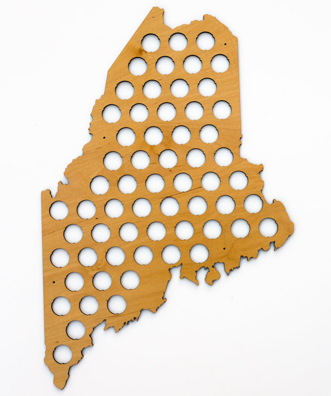 All 50 States Beer Cap Map - Maine Beer Cap Map ME - Semi-glossy Maple Wood - Skyline Workshop - Great Christmas gift!