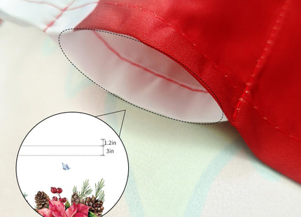 Cuteiush Christmas Poinsettia Valances for Kitchen Windows, Set of 3, Red and Green with Pinecone Butterfly, Rod Pocket, 52x18in and 36x26in x2, Multi-Room Decor, Digital Print