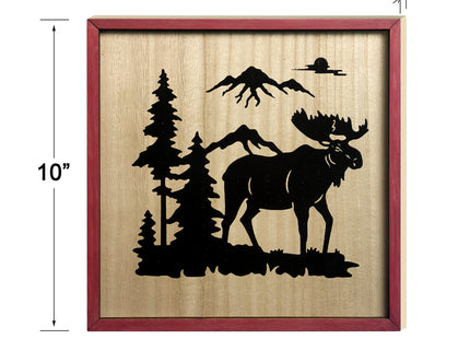 WAIU Set of 3 Wood Wall Art, Rustic Woodland Bear Deer Moose Decor for Log Cabin Mountain Lodge Hunting Home