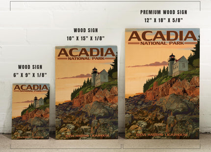 Lantern Press 10x15 Inch Wood Sign, Ready to Hang Wall Decor, Acadia National Park, Maine, Bass Harbor Lighthouse
