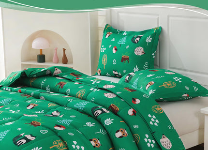 CIMVI Twin Comforter Set Kids Green Forest Animal Themed Bedding for Boys