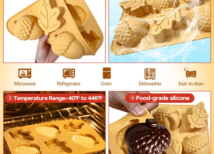 Fall Silicone Molds 2 Piece Autumn Acorn Molds Thanksgiving Chocolate Mould