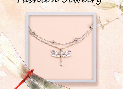 Dragonfly Layered Anklet 925 Sterling Silver Dragonfly Ankle Bracelet