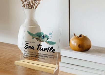 Inspirational Sea Turtle Gifts for Women Men,Advice From A Sea Turtle Acrylic Plaque,Sea Turtle Gifts for Turtle Lovers