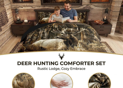 Erosebridal Rustic Deer Comforter Set Cabin Lodge Vintage Elk Full
