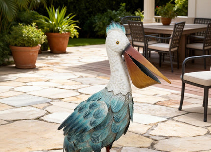 Kircust Pelican Statue Outdoor Bird Sculptures Home Decor Pond Ornaments Metal Yard Art Sculptures for Backyard Porch Patio Pond Decorations