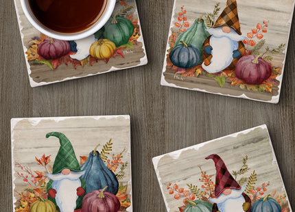 Thirstystone Autumn Gnomes 4 Pack Assorted Tumbled Tile Stone Coasters