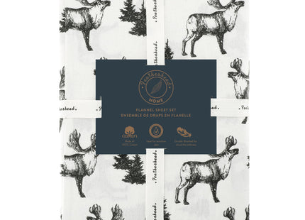 Featherhead 100% Cotton Flannel Sheet Set | Double-Brushed for Extra Softness, Warm & Breathable, Extra Deep Pockets fits Up to 17” (Moose, Queen)