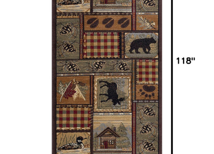 Tayse Homespun Cabin Multi-Color Long Hallway Runner Rug Walkway, Entryway Kitchen - Foyer Lodge, Novelty Farmhouse Style Long Rustic Indoor Carpet, 2'7'' x 9'10"