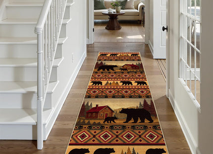 Glocmna Cabin Bear 2x6 Runner Rug for Hallway Bedroom Rustic Lodge Bear Rug