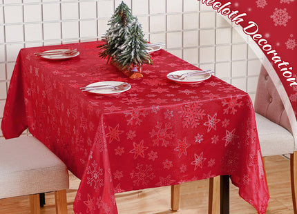 Tegeme Christmas Snowflake Tablecloth Winter Table Decor, Red, 52" X 70"