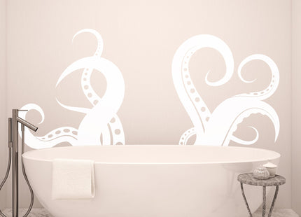 Giant Octopus Tentacles Wall Decal Sticker - White, 27" x 60". #OS_MB316-27x60 Great for Kitchen, Bathroom or Bedroom Decor.