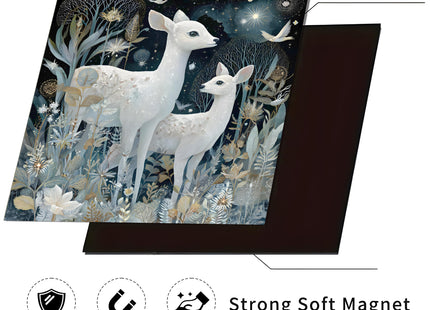 Magnetic Dishwasher Cover 23x26 inch, White Deer Moonlit Forest Kitchen Decor