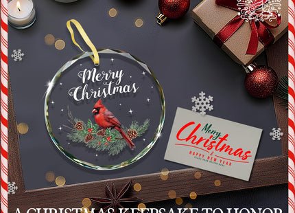 WhatSign Glass Cardinal Christmas Ornament Sympathy Memorial Keepsake