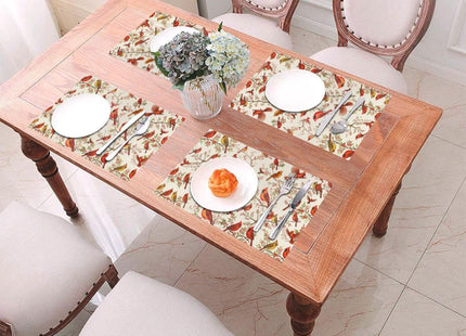Red Cardinal Linen Placemats Set of 4, Washable Non-Slip Heat-Resistant Bird Berry Printed Table Mats for Kitchen Dining Table, Gift for Bird Lovers, Nature & Christmas Enthusiasts, Kitchen Home Decor