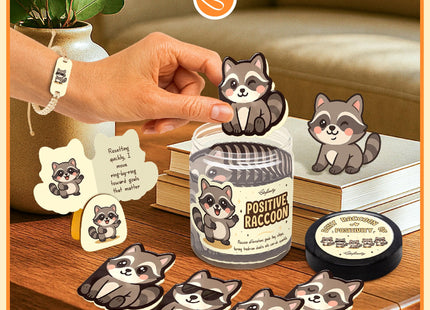STOFINITY Positive Raccoon Jar, 60 Cards, Raccoon Gifts for Women