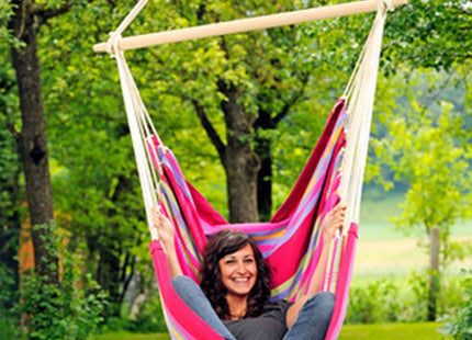 BYER of MAINE Brazil Chair (Sorbet), Hammock Chair, Hanging Chair, Authentic Made in Brazil, Cotton/Polyester Mix, Use Indoors or Outdoors, Holds up to 240lbs