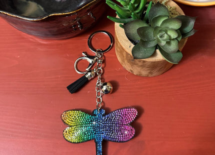 Popfizzy Rhinestone Dragonfly Keychain for Women, Animal Purse Charms, Dragonfly Gifts for Animal Lovers, Crystal Bag Charm