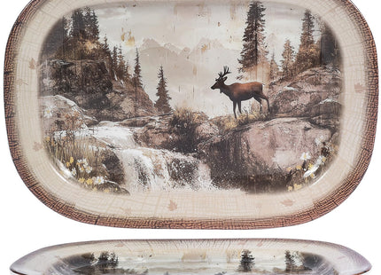 2 Pack Extra Large 17.5 Inch Deer Serving Trays,Reusable Melamine Platters