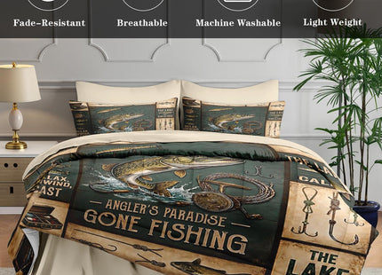 WeCozy King Comforter Set with Sheets, 7 Pieces Fishing Fish Bedding