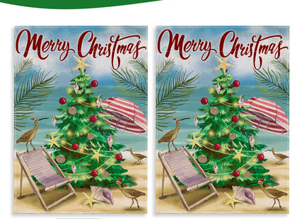 Covido Merry Christmas Pine Tree Decorative House Flag, Xmas Coastal Bird