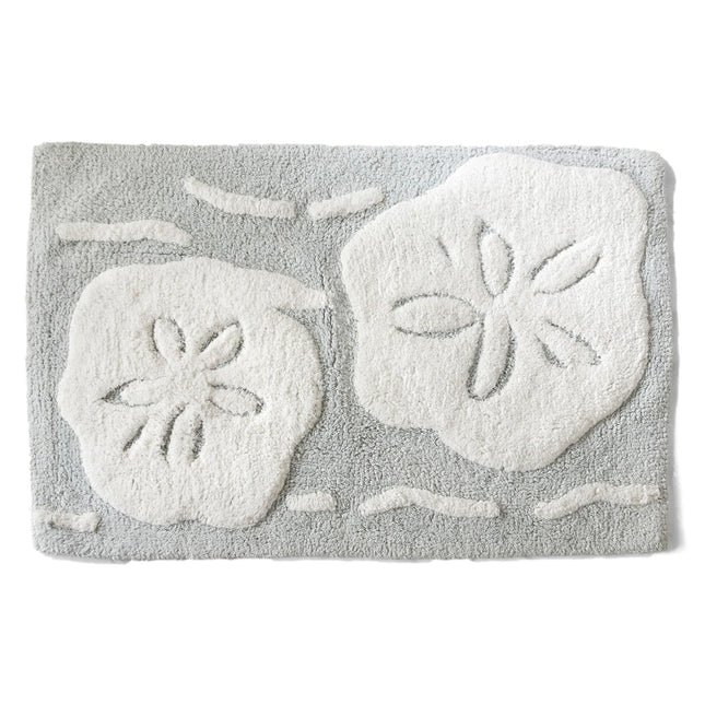 Market & Place Sand Dollar Coastal Bath Rug, White and Blue Bathroom Mat, Modern Bathroom Decor for Tub and Shower, Absorbent Bathroom Rugs, 20" x 30", Sand Dollar Blue