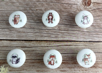 Lasyman 6 Pack 1.5" Ceramics Safari Nursery Kids Animal Unique Cute Cabinet Decorative Dresser Drawer knobs pulls (Deer)