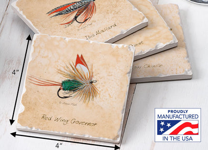 Thirstystone Fly Fishing Lures 4 Pack Tumbled Tile Stone Coasters