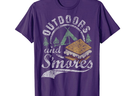 Outdoors & S'mores Funny Campfire Camping Distressed T-Shirt T-Shirt