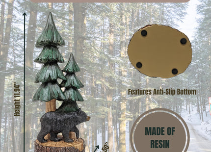 BestGiftEver Rustic Bear with Pine Tree Tabletop Figurine