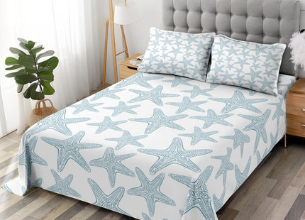 Pamnest Full Bed Sheet Set, 4 Pieces Starfish Sea Bedding with Flat