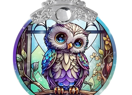 Jocidea Owl Stained Glass Suncatcher and Christmas Ornament - Holidays Decor for Owl Lovers