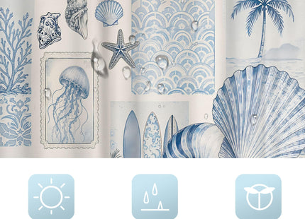 Riyidecor Ocean Nautical Coastal Shower Curtain
