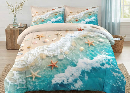 Nesker Twin Comforter Set, 2 Pieces Beach Starfish Bedding, All Season