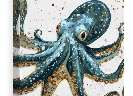 Nautical Octopus Canvas Wall Art Octopus Ocean Theme Print Poster Coastal Framed Picture Painting for Home Beach House Bedroom Wall Decor 8x10 Inch