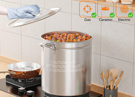 Bonnlo 36QT Turkey Fryer Pot with Steamer Basket, Lid & Lifting Hook, Stainless Steel Seafood Boil-Pot for Lobster, Crab & Shrimp, Heavy-Duty Deep Stockpot for Outdoor Boiling, Cooking & Frying