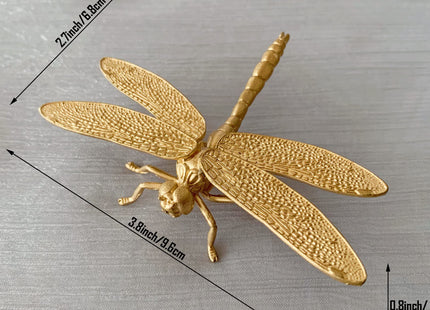 Tricune Gold Dragonfly Sculpture Solid Metal Insect Ornament Mini Insect Figurine for Home Office Garden Desktop Decor (Dragonfly)