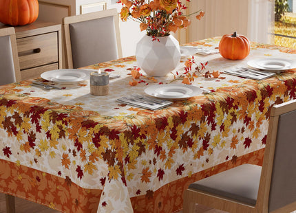 XCHI Fall Maple Leaves Orange Rectangle Tablecloth Decorations 60x84 Inch