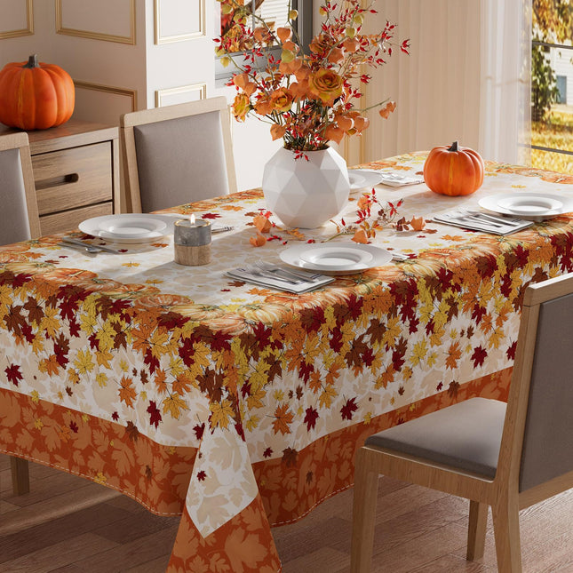 XCHI Fall Maple Leaves Orange Square Tablecloth Decorations 60x60 Inch