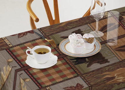 Rustic Country Rectangle Tablecloth,Country Style Farmhouse Lodge Bear Moose Deer Long Table Cloth Round Tablecloth for Backyard Party BBQ 55"x55"