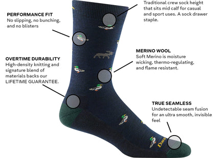 Darn Tough Vermont Men's Duck Moose Crew Light Cushion Socks (6094)