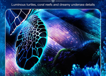 AILONEN Sea Turtle Comforter Set Twin Size, Ocean Theme Bedding Coral Jellyfish 3 Pieces Printed Comforter Set for Boys Girls Bed in a Bag,Evening Starry Moon Turtle Quilt with 2 Pillowcases