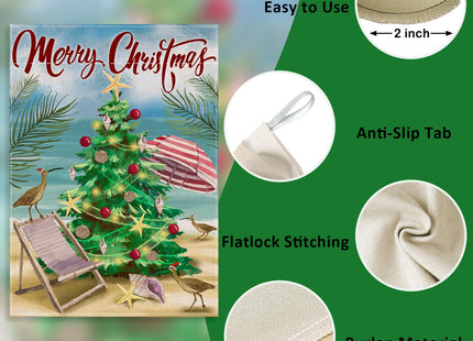 Covido Merry Christmas Pine Tree Decorative House Flag, Xmas Coastal Bird