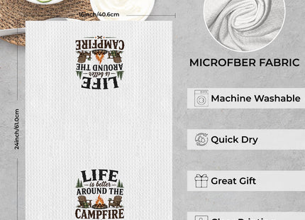 Elmsfell Camping Kitchen Towel 16x24, Life is Better Around the Campfire