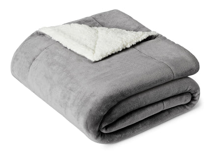 Amazon Basics Reversible Sherpa Throw Blanket, Dark Gray, 50"x60", Ultra Soft, Plush
