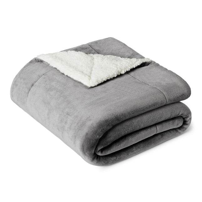 Amazon Basics Reversible Sherpa Throw Blanket, Dark Gray, 50"x60", Ultra Soft, Plush