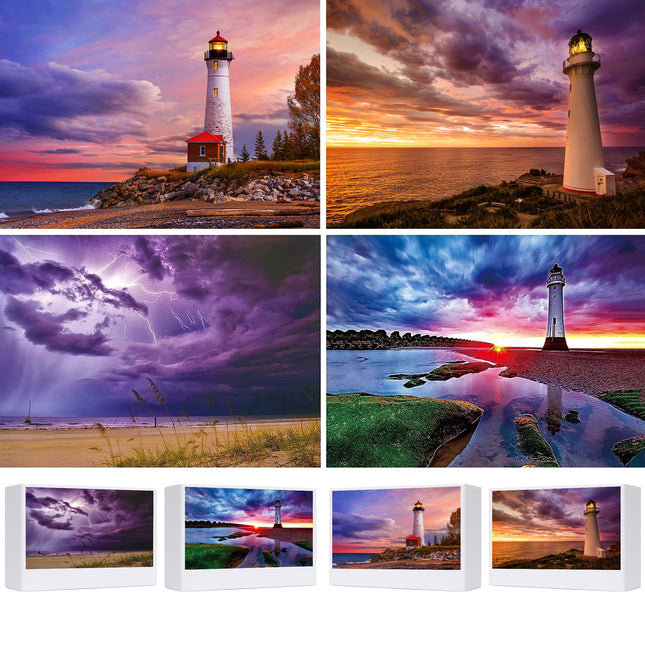Puzzles for Adults 4 Pack 1000 Pieces, Talacre Lighthouse Jigsaw Puzzles, Nature Landscape Scene Lightning Beach Travel Challenging Puzzle Perfect for Family Activity Game Night Gifts Home Decor