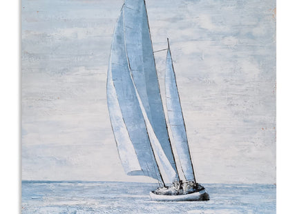 Yihui Arts Coastal Sailing Boat Canvas Wall Art - Blue and White Nautical Picture for Living Room, Bedroom, or Bathroom Decor with Vertical Seaside Artwork