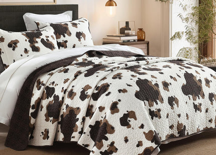 QuiltEase Cabin Cow Quilts Queen Size - 100% Cotton Western Bedding Set