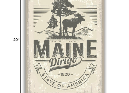Pera Print Maine State Poster, 16x20 Inches, Watercolor, Black, Printed, Rectangular, Retro Travel, Unframed, Luster Finish, Wall Mount, Home Office